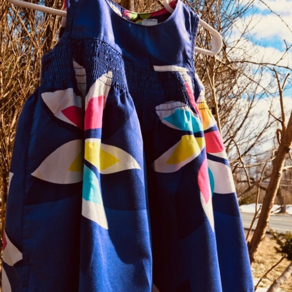 Such a Cute navy, White ,& Bright Colored Flowers, Carter's Dress, NWOT 12 mnths